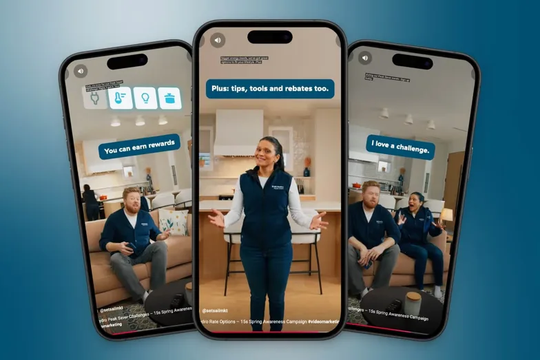 Three phones showing BC Hydro’s home EV charging videos