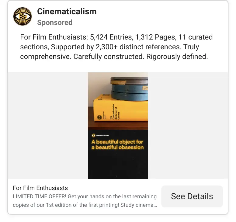 Cinematicalism ad: a beautiful object for a beautiful obsession