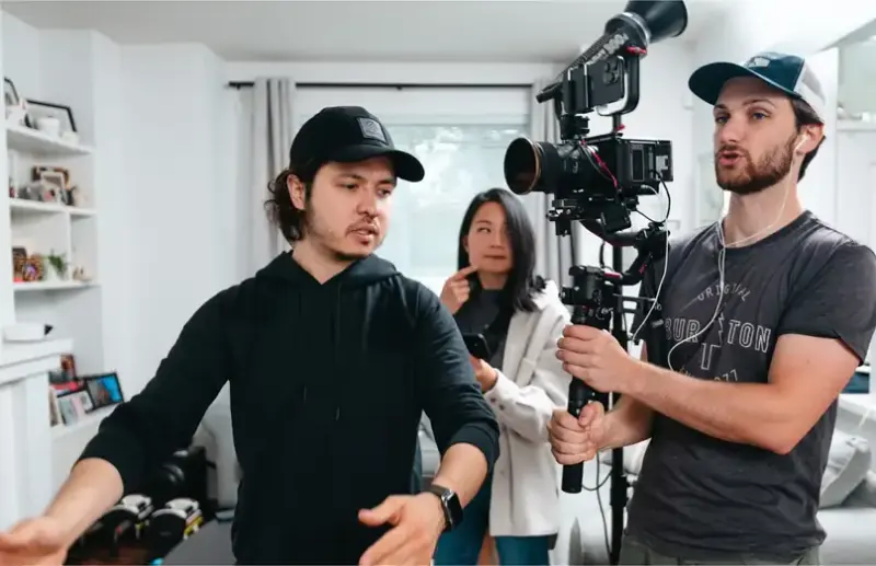 The Setsail crew filming an interview with a gimbal camera