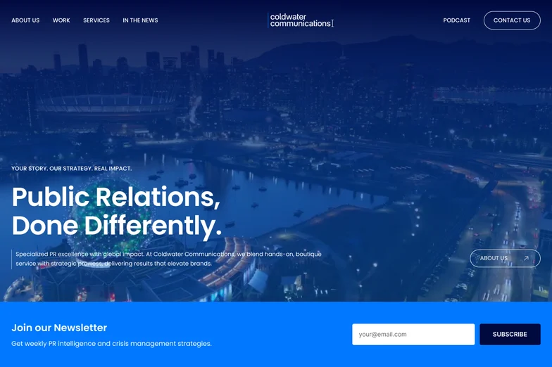 The Coldwater Communications website: public relations, done differently