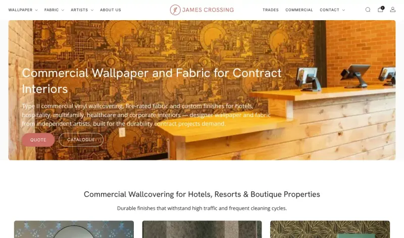 The James Crossing Commercial page: wallpaper and fabric for hotels and contract interiors