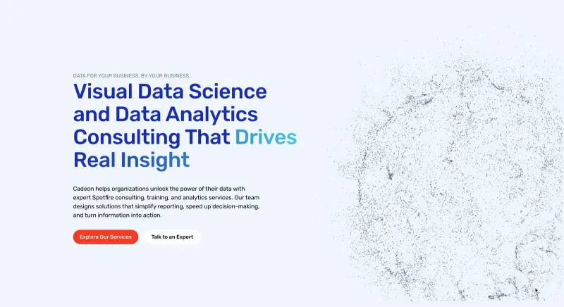 Cadeon’s home page hero, “Visual Data Science and Data Analytics Consulting That Drives Real Insight”