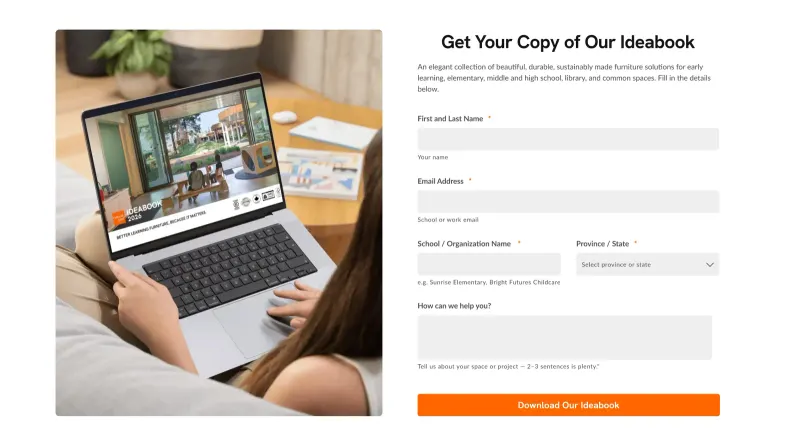 Natural Pod’s Ideabook download form beside a laptop showing the 2026 Ideabook