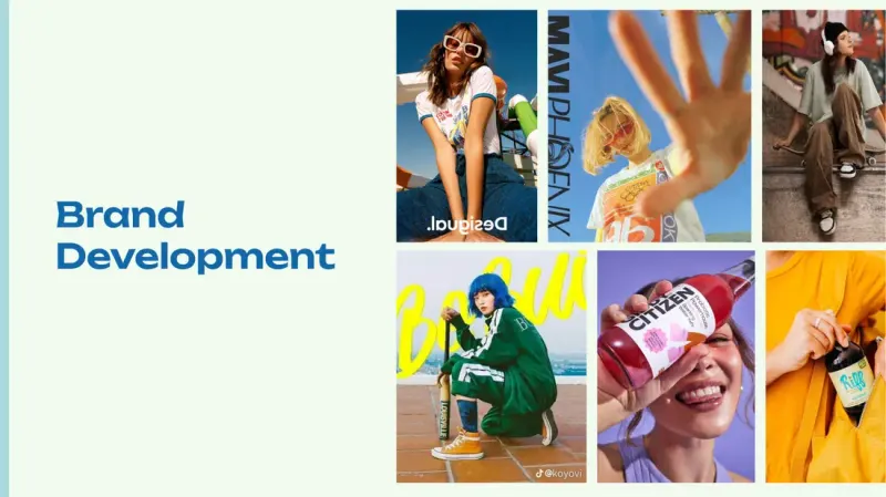 Crockies brand development moodboard of colourful lifestyle and beverage photography in a grid beside the title