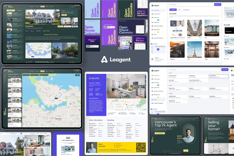 Leagent’s real-estate platform screens, listings and maps