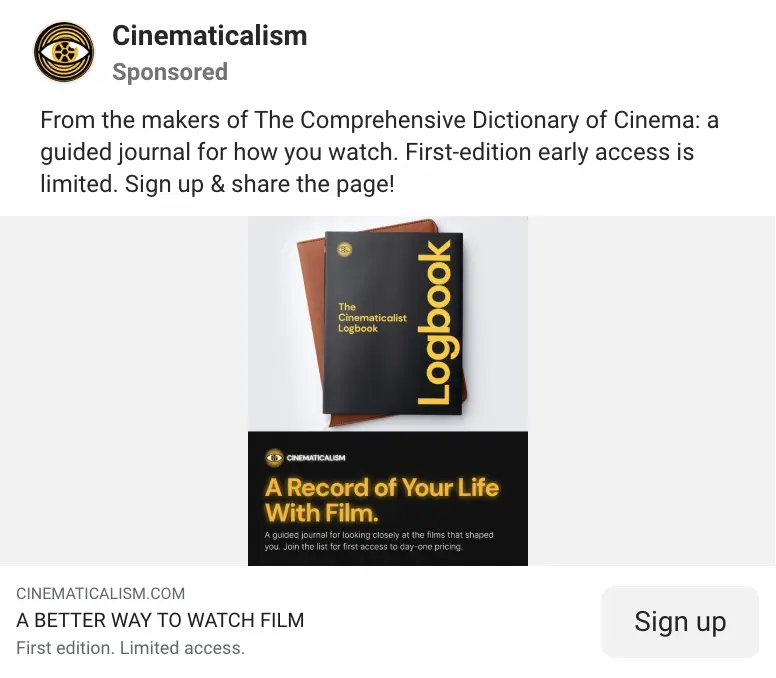 Logbook ad: a record of your life with film