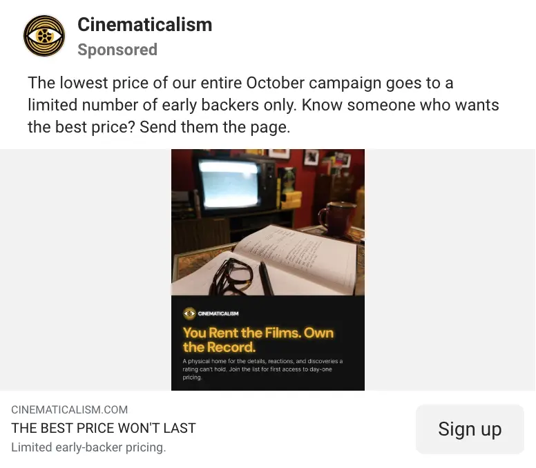 Logbook ad: you rent the films, own the record