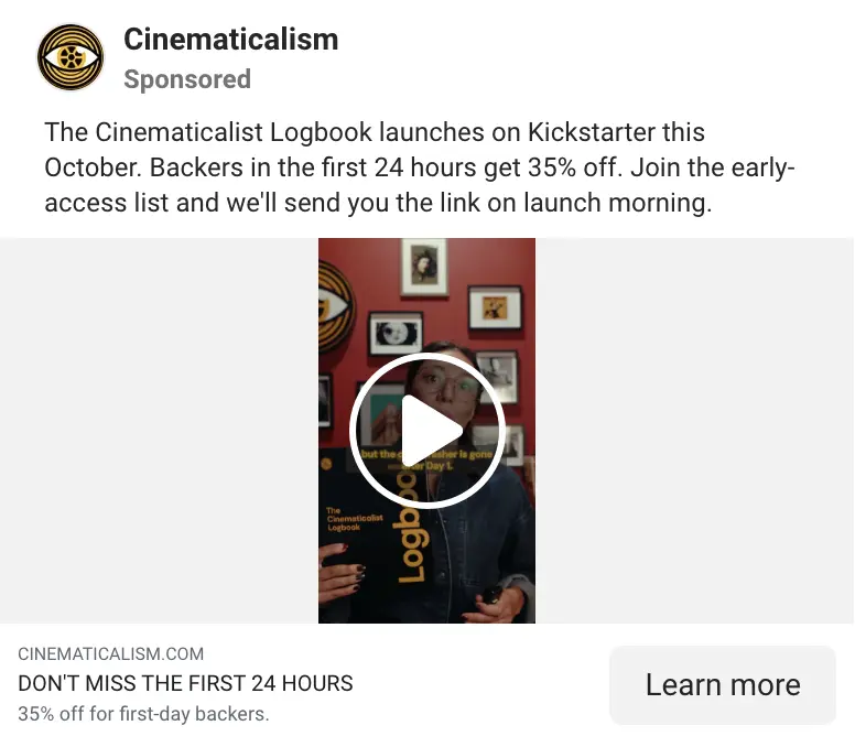 Logbook video ad: don’t miss the first 24 hours on Kickstarter