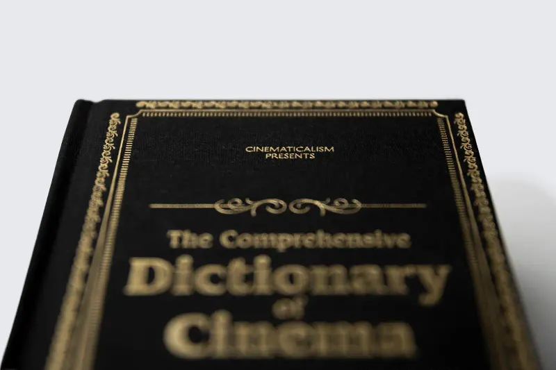 Close-up of the dictionary’s black and gold foil cover