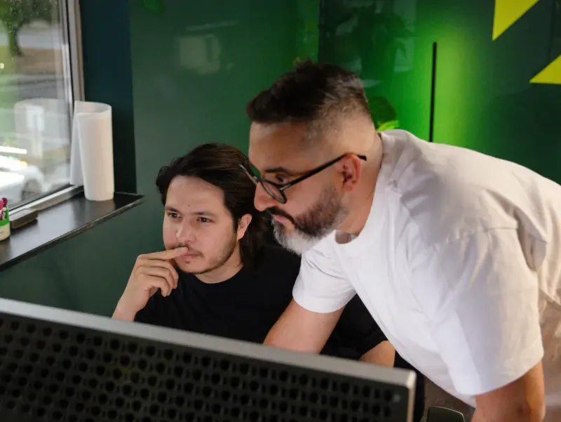 A Setsail team member working at a laptop