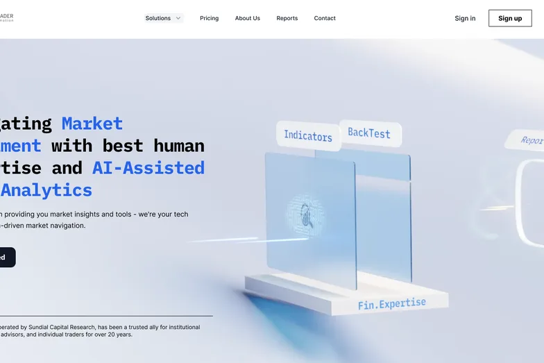 SentimenTrader’s website, “Market sentiment with human expertise and AI-assisted analytics”