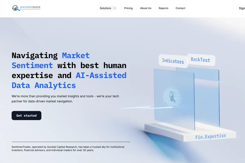 The SentimenTrader website: navigating market sentiment with AI-assisted data analytics