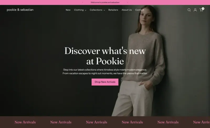 The Pookie + Sebastian home page on a laptop