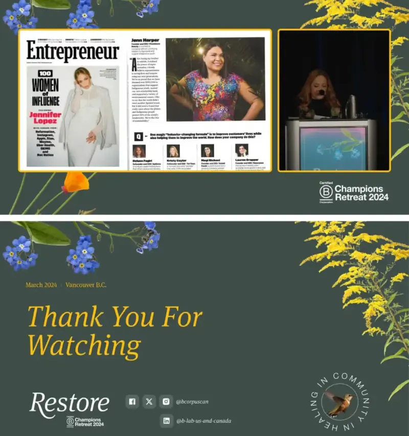 Champions Retreat 2024 video frames: an Entrepreneur magazine feature, a keynote speaker, and the "Thank You For Watching" end card