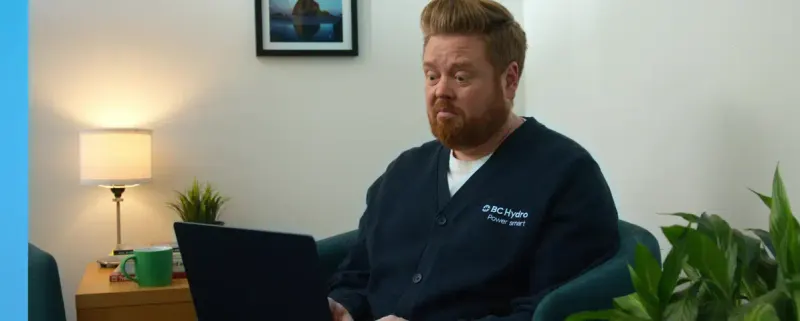 A client on a video call from his office