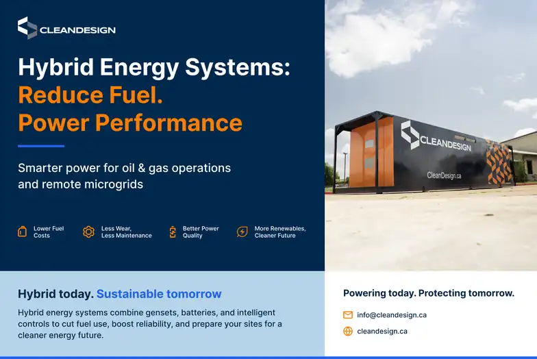 A CleanDesign sales sheet: “Hybrid Energy Systems: Reduce Fuel. Power Performance”